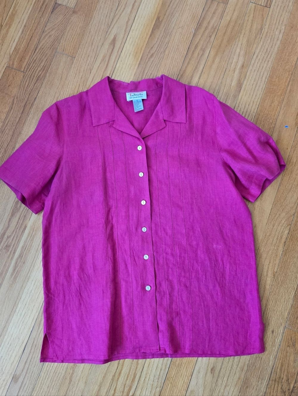Talbots 100% Linen Boxy Top Pink Coastal Beachy Quality
